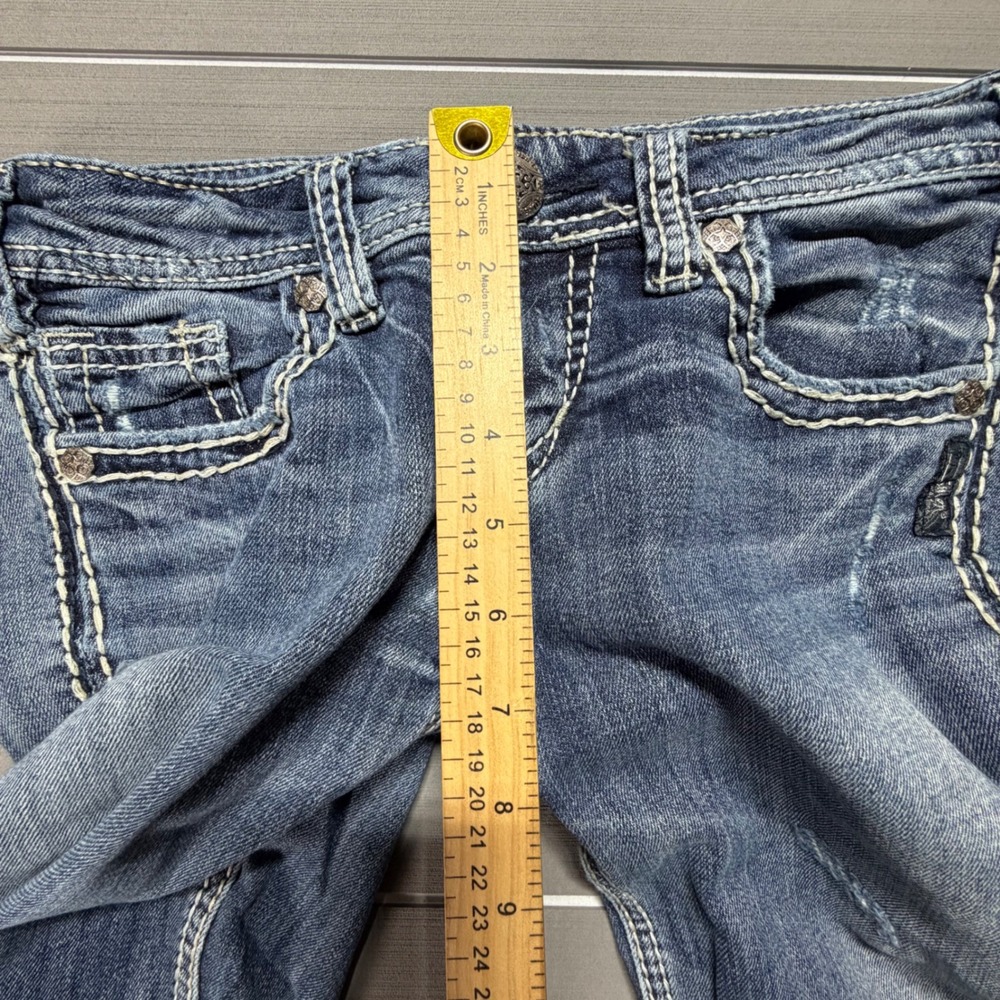 Silver Jeans Co Aiko Bootcut Distressed Medium Wash Denim Jeans W26 L33 Womens - Picture 4 of 12